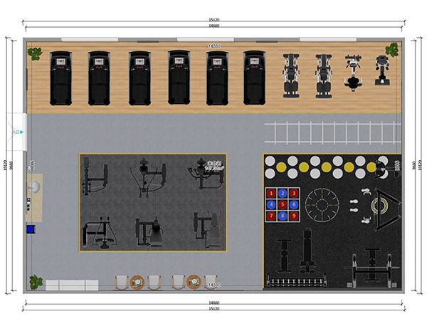 120平方健身房配置方案-广西suncitygroup太阳集团体育健身器材有限公司